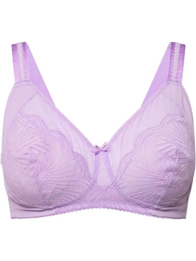 Ulla Popken Dames - BH zonder beugel mesh kant - Sering