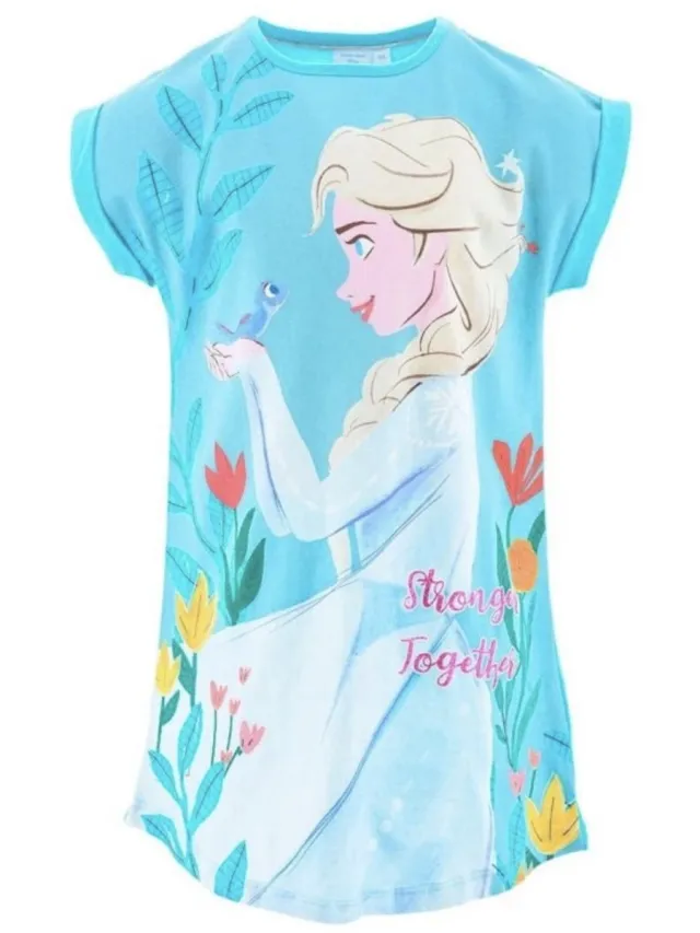 Disney Frozen Nachthemd - Korte Mouw - Katoen - Blauw - 6 Jaar