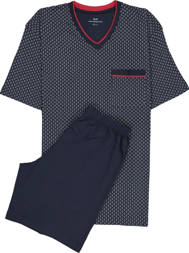 Götzburg Gotzburg heren shortama - blauw met rood en wit dessin