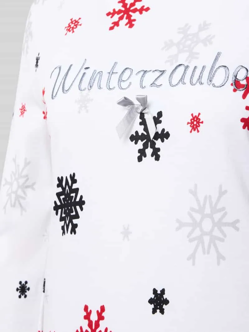 LOUIS & LOUISA Nachtjapon van puur katoen model 'Winterzauber' wit, foto 3