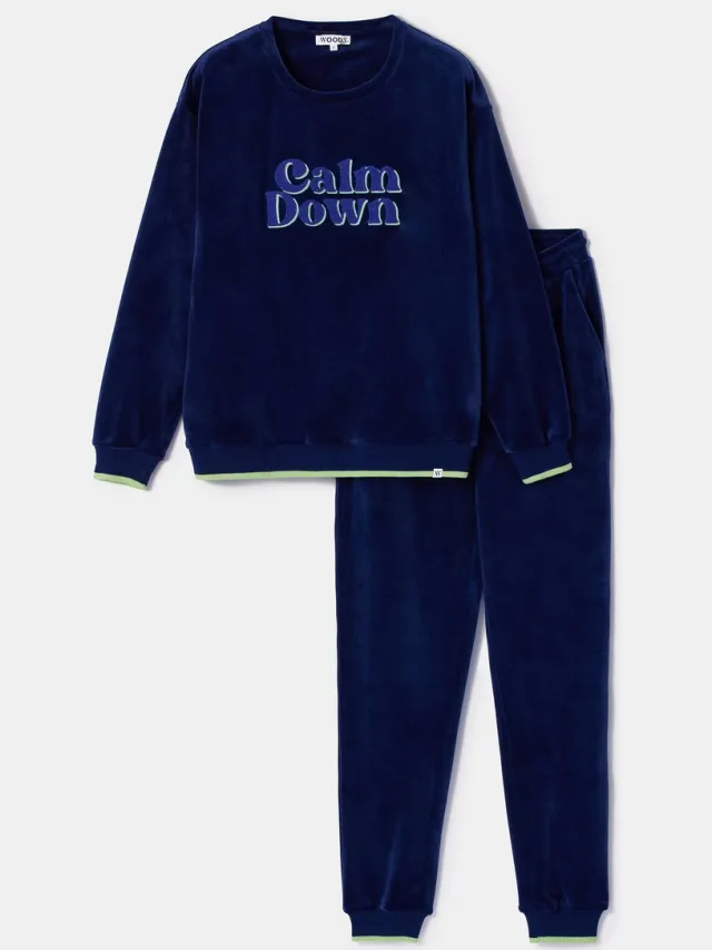 Woody 252-10-YPE-V/897-pyjama-4j donkerblauw