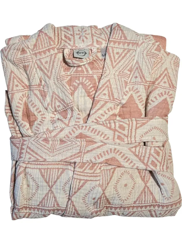 Trimita Ethnic kimono badjas - 100% Turks katoen - mousseline - dames en heren - terracotta