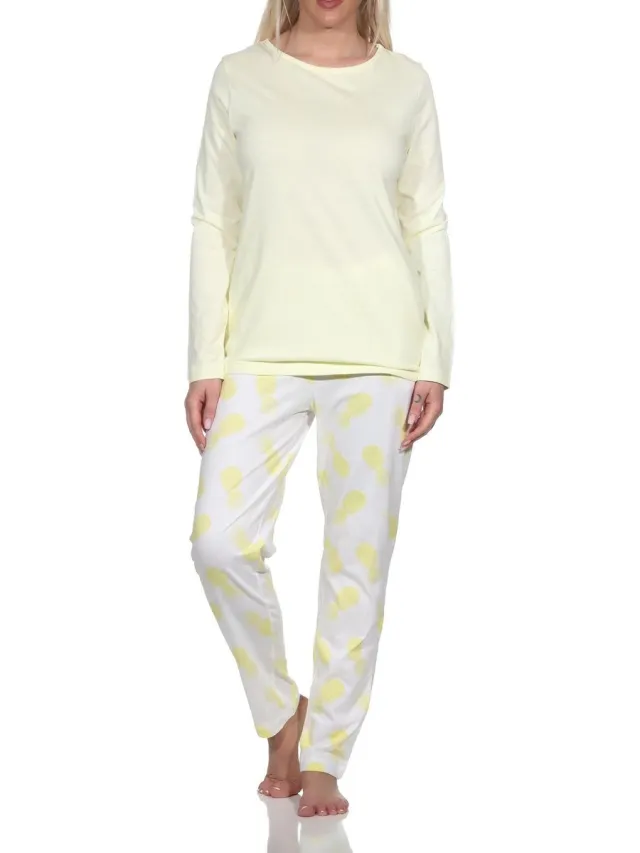 Normann dames pyjama met lange mouwen Homewear met ananasmotief gelb
