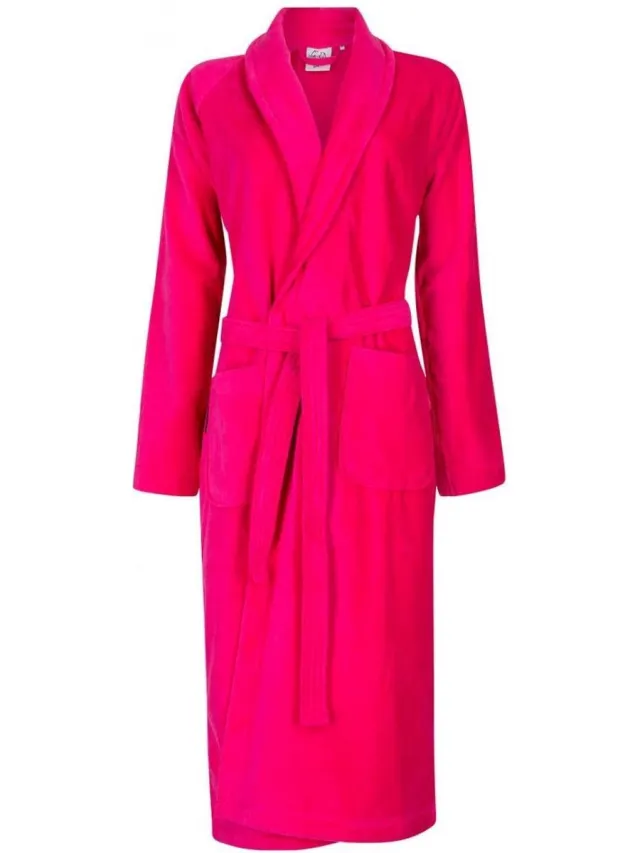 Badrock Dames badjas fuchsia roze - 100% katoenen badjas - badjas dames - sauna - sjaalkraag