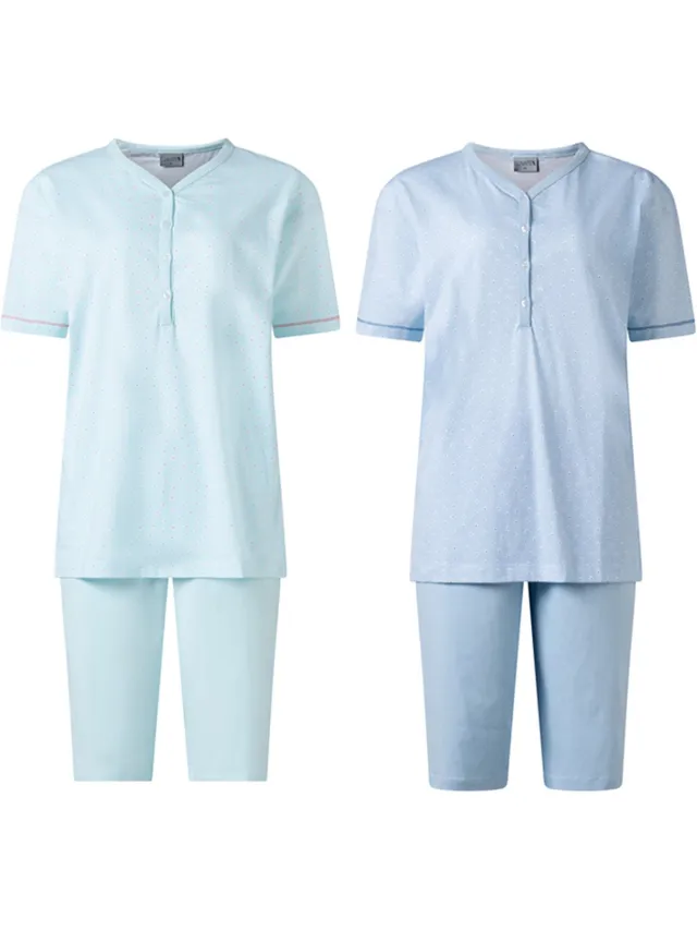 Lunatex 2 dames shortama's 124217 - turquoise en blauw Blauw en mint blauw