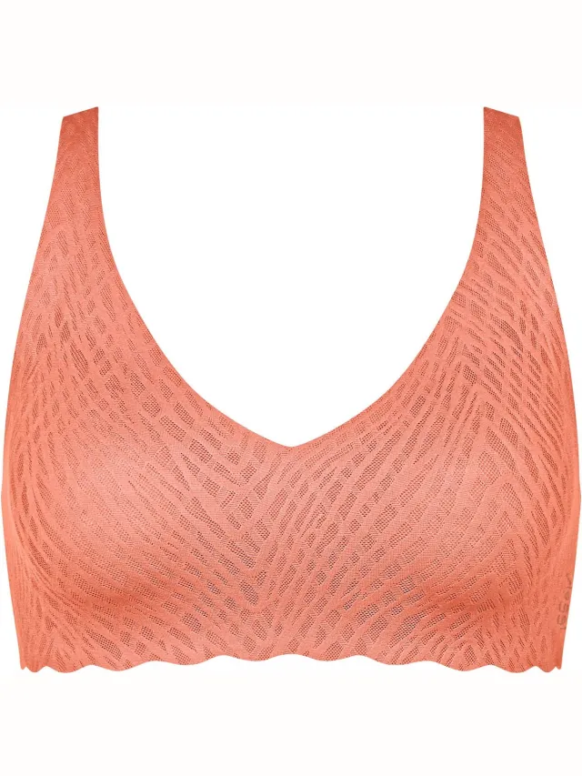 Sloggi Zero feel Soft Bra Bliss - Naadloze BH top - Kanten bralette met brede bandjes - L - Oranje
