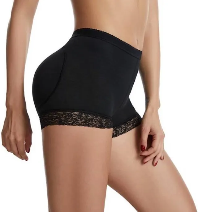 Wow Peach Padded Shapewear Butt Lift Short - Corrigerend Ondergoed met vulling - Shaping Broek - Comfort Short - Zwart - Medium