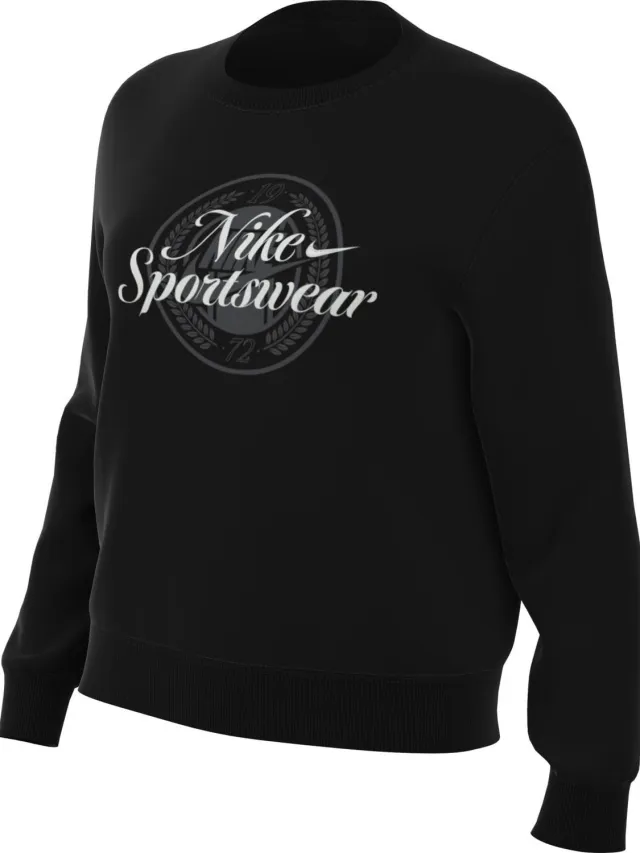 Nike NSW Club Fleece Graphic Standard Crew - Dames sweatshirt - Sail/Pinksicle
