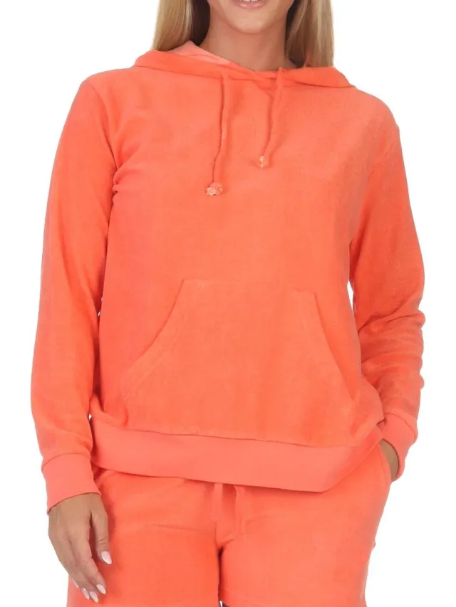 Normann Damespyjama met lange mouwen en badstof capuchontrui mix & match - ideaal om te combineren orange