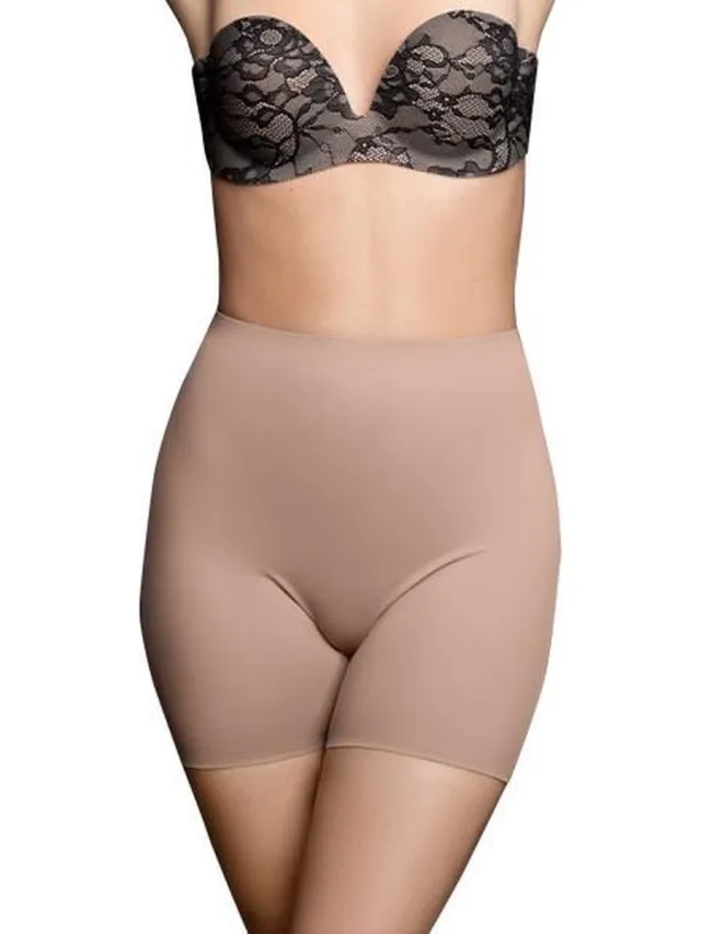 Bye Bra Invisible Shorts, Naadloze Shapewear, Licht corrigerende slipjes voor de buik, Gladmakend en comfortabel ondergoed, Anti-schuurshorts, Beige/Bruin/Zwart, S-XXL (Beige, XL)