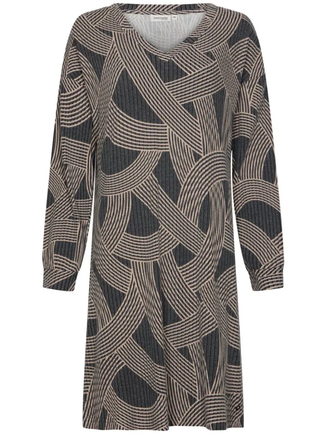 Pastunette Premium - Nachthemd - Balance - Viscose/Polyester - Zwart/Beige Grijs