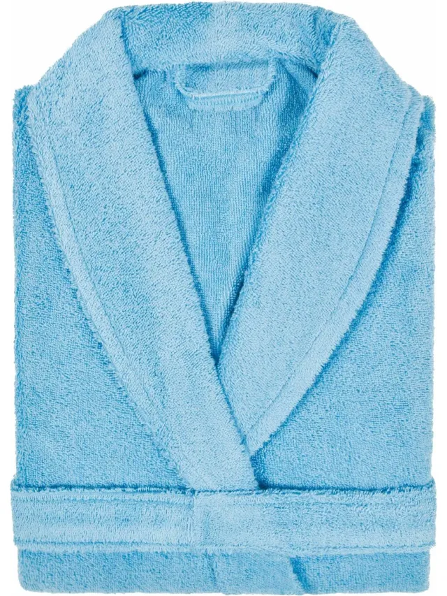 uni pure royal Badjas Badstof Uni Pure Royal met Shawlkraag maat L Licht Blauw - 1 stuks