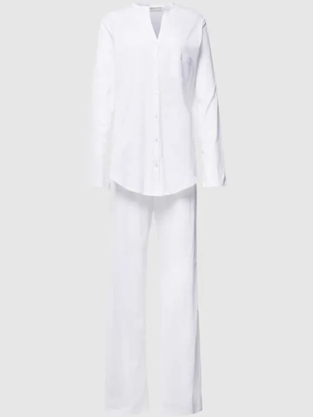 Hanro Pyjama met borstzak Wit