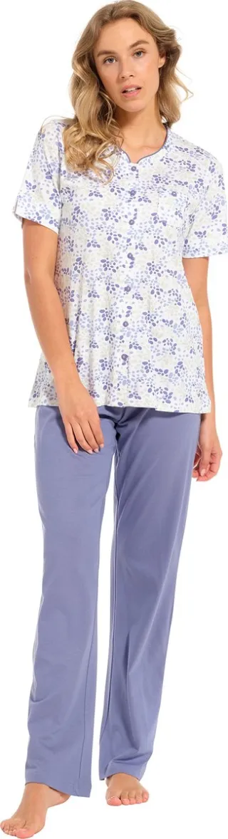Pastunette dames pyjama korte mouw - Classic Flower - 52 - Blauw