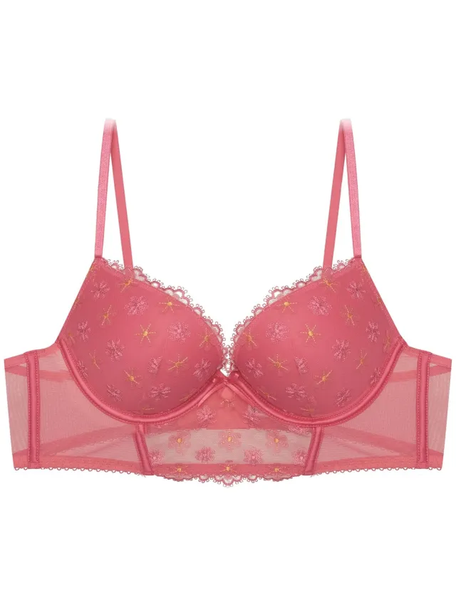 ESOTIQ Bloomy - Push-upbeha - 65C - Fuchsia - Bloemenprint Roze;Fuchsia