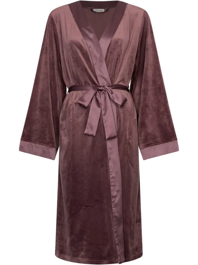 Pastunette Premium - Badjas - Lunar Lines - Velours Fleece - Paars