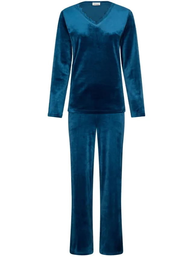 Pastunette Premium - Blue Mirage - Pyjama - Velours - Blauw