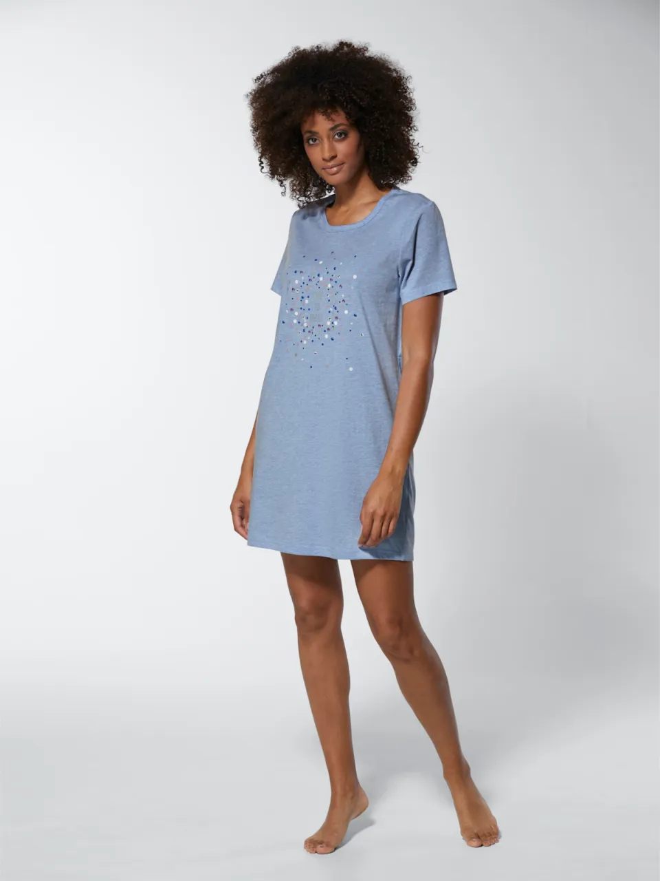 slaapshirt lichtblauw en roze gemêleerd lichtblauw gemêleerd + roze gemêleerd