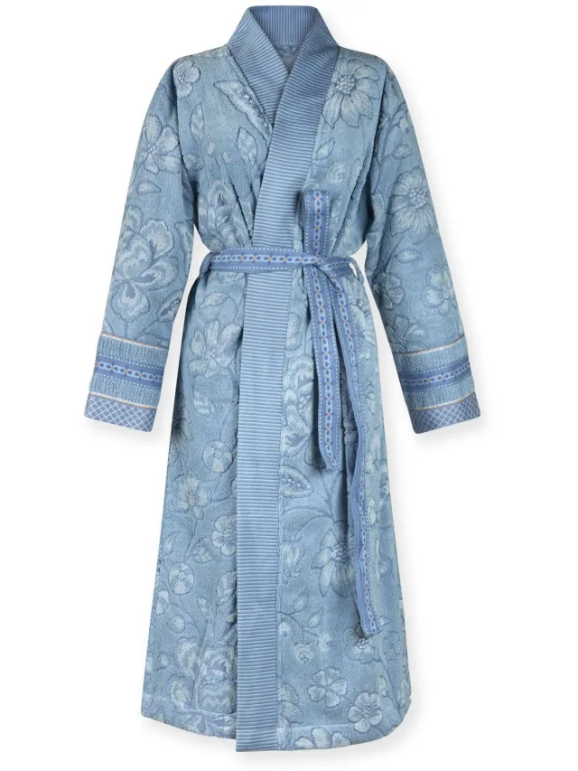 Pip Studio Jasmin Jacquard Bathrobe Badjas - Licht blauw
