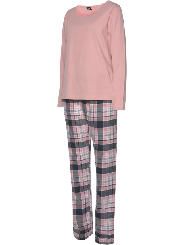 Pyjama roze/roze-grijs geruit