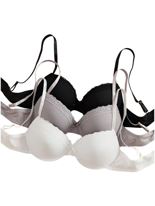 Currero BH Zonder Beugel - Strapless - Zonder Bandjes - Met Voorsluiting - Push-up Bh's - Comfort Beha - Comfortabel - Grote Sluiting - Zwart + Wit + Grijs
