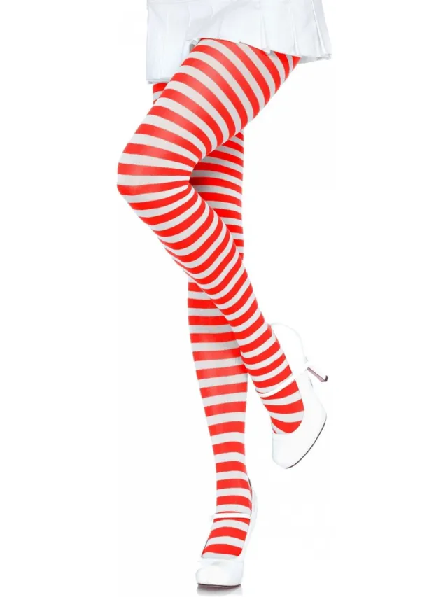 Leg Avenue Stripe Tights + ["Wit"]