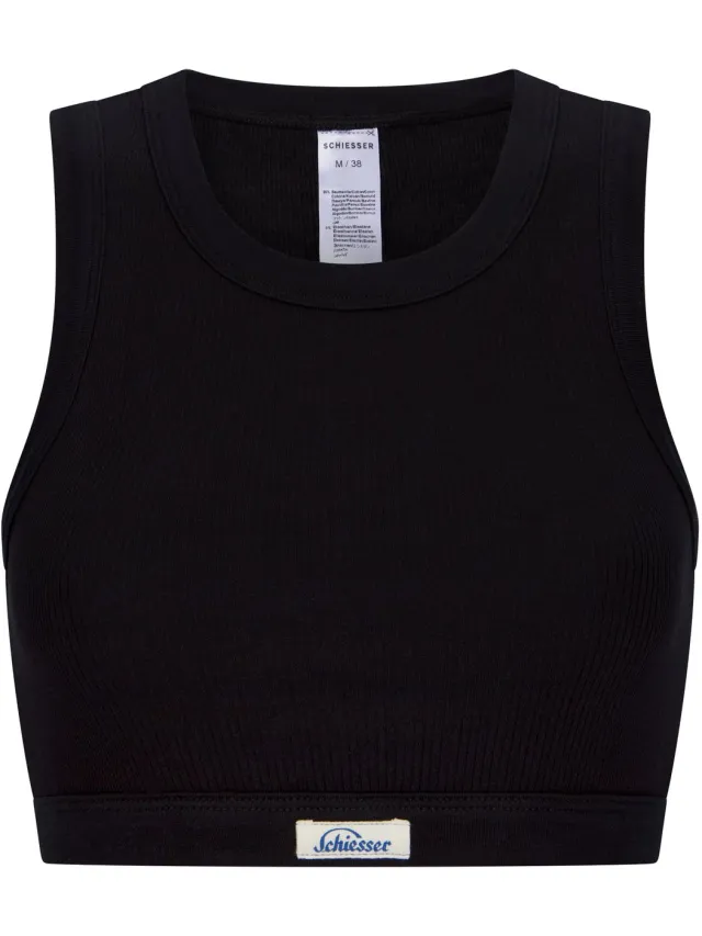 Schiesser dames Revival Paula bustier met fijne rib (1-pack) - bralette - zwart