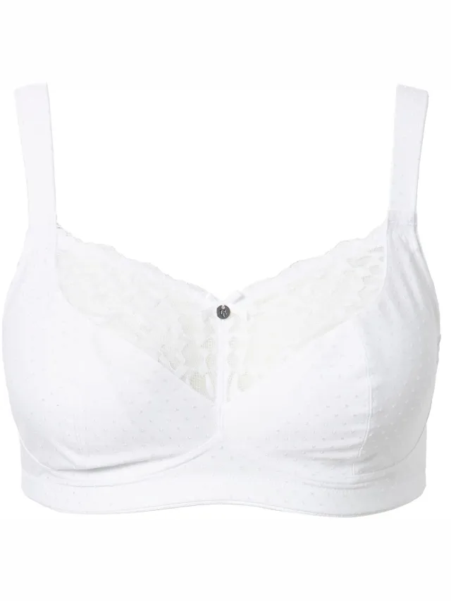 Ulla Popken Dames - Comfortbeha kant zonder beugel - Off-white