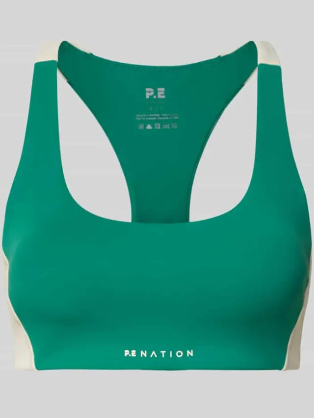 P.E Nation slim fit sport-bh met logodetail Groen