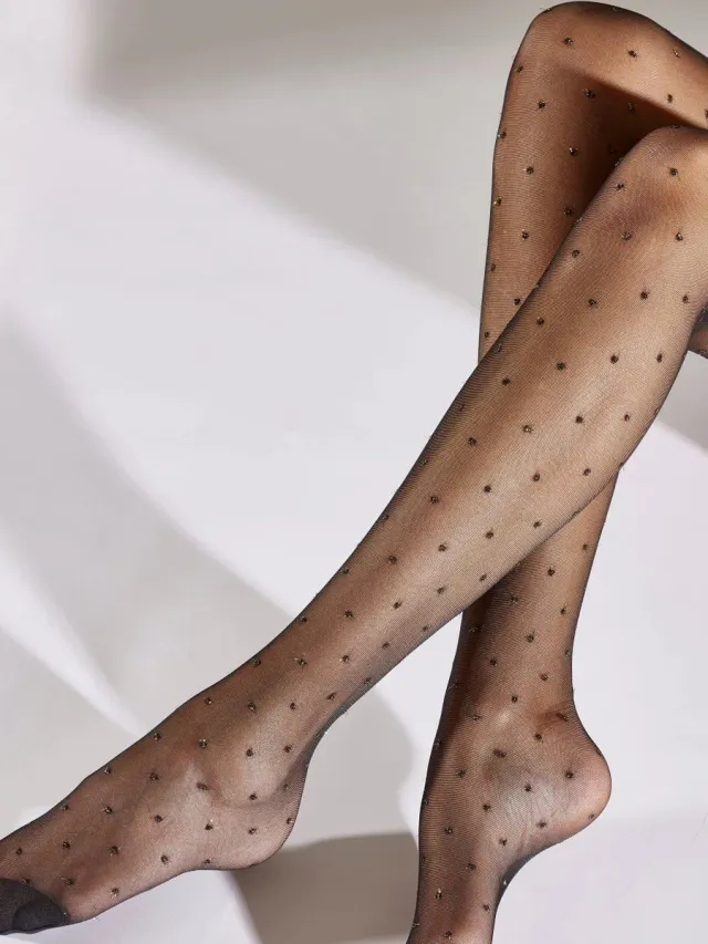 Pretty Polly Panty - Glitter - Sparkle - Gouden Nopjes - Spot Pattern - One Size -36/44 - Zwart/ Goud Zwart/Goud