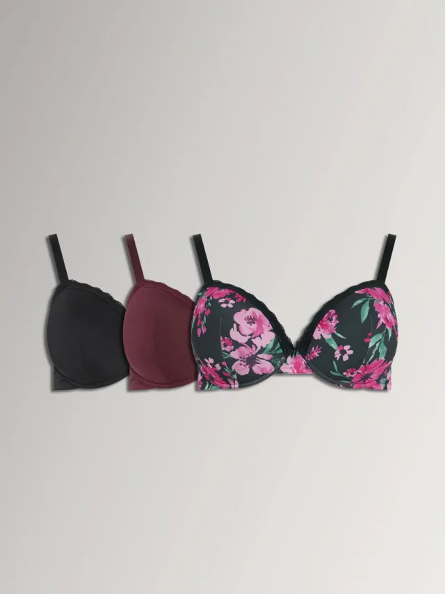 Yours Yourset 3Pack Rode Bh's Met Bloemensize rood, foto 2