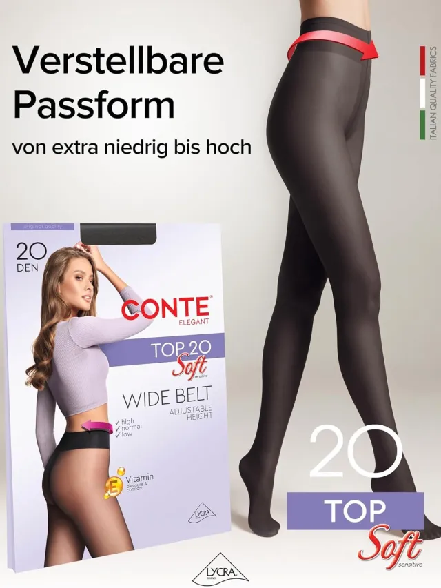 Elegant Conte Conte Elegante Panty met Vitamine E - 20 Denier - Zacht & Comfortabel Black