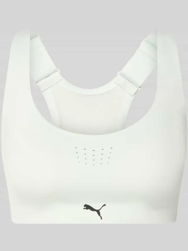 Puma sport-bh met labelprint model 'PWRMODE BRA - HIGH' mintgroen, foto 2