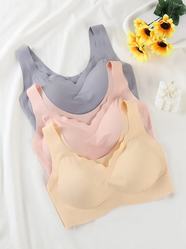 Currero BH Zonder Beugel - Strapless - Zonder Bandjes - Met Voorsluiting - Push-up Bh's - Comfort Beha - Comfortabel - Grote Sluiting - Abrikoos + Groen + Beige