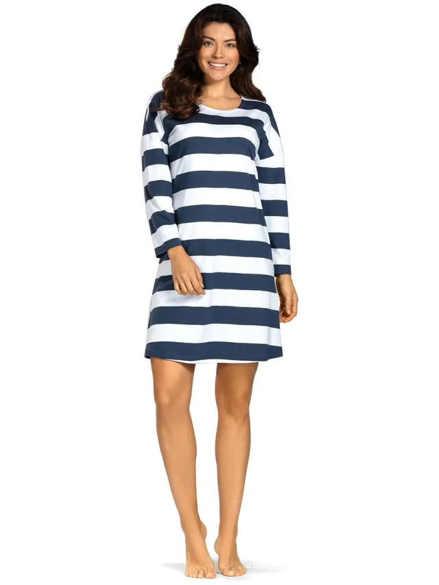Comtessa Dames Nachthemd 'Seaside Blue' Wit