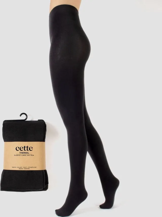 Cette Fleece Panty S/M - Thermische panty met warme fleece binnen - ondoorzichtige panty Zwart