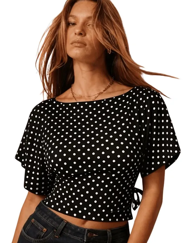 Currero Topje Dames Polkadots - Mouwloze Top - Singlet - Kleding - Shirt - Blouse - Kort - Volwassen - Zwart