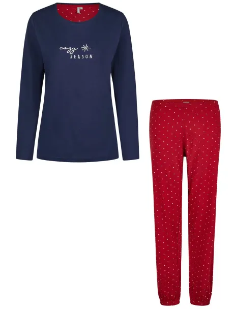 By Louise Dames pyjama set lang katoen blauw Veelkleurig
