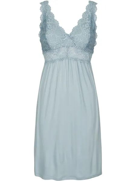 By Louise Slipdress dames nachthemd met kant blauw