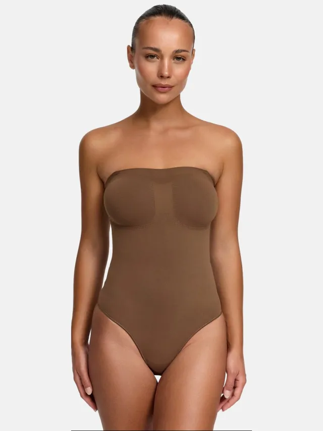cfab Strapless corrigerende bodysuit met slipje - Caramel - 2XL - Corrigerende Body - Naadlos - corrigerend ondergoed dames