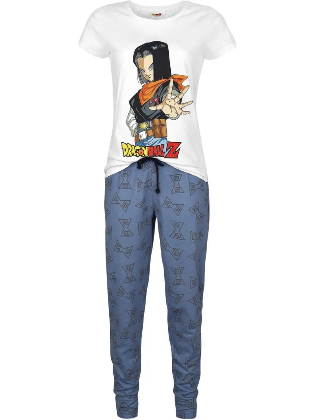 Dragon Ball Z Android 17 Pyjama wit-blauw Polyester wit;blauw