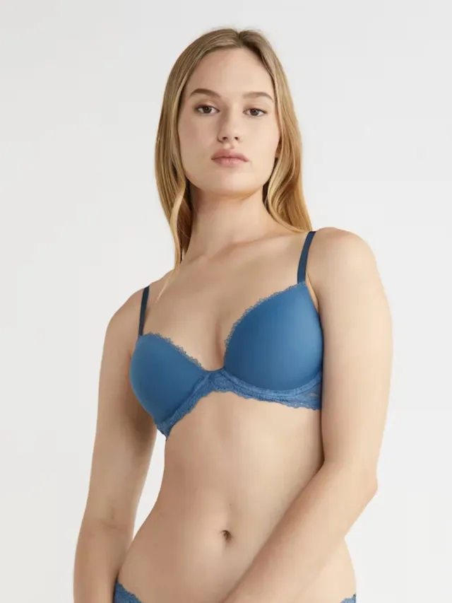 Calvin Klein Seductive Comfort Lotus Floral Lift- Lichte Push-Up BH - Midnight Blue - 75-90C