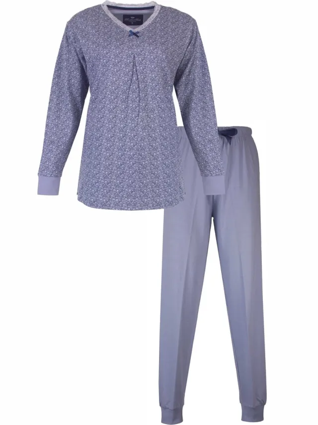 Medaillon Dames Pyjama - Lange Mouwen - Lavendel Blauw
