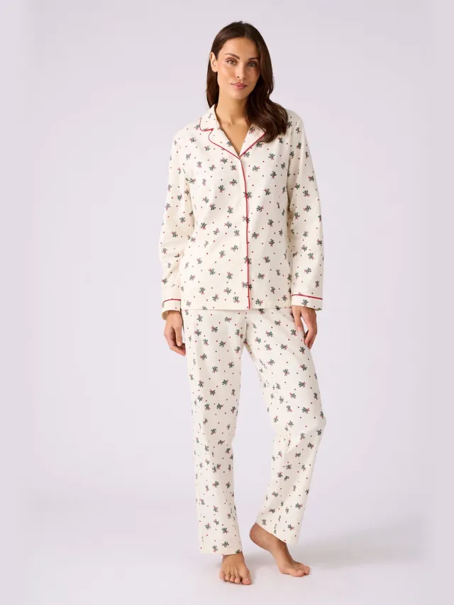 Damart Pyjama van zuivere katoenen flanel - Dames - Groen - 54-56 (XXL)