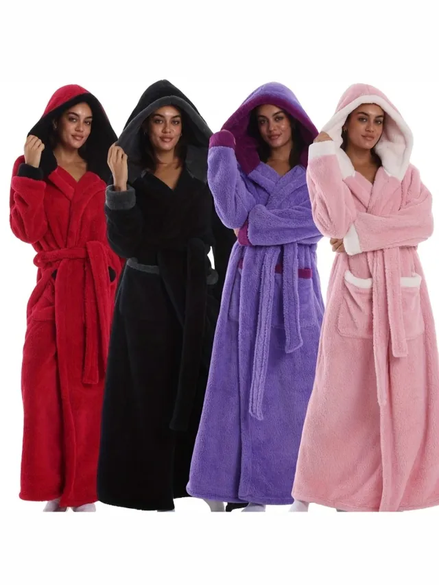 Currero Badjas Dames - Fleece - Katoen - Badstof - Sauna - Hamam - Wafel - Bathrobe - Duster - Ochtendjas - Spa - Kimono - Nevelblauw nevelblauwe capuchonjas