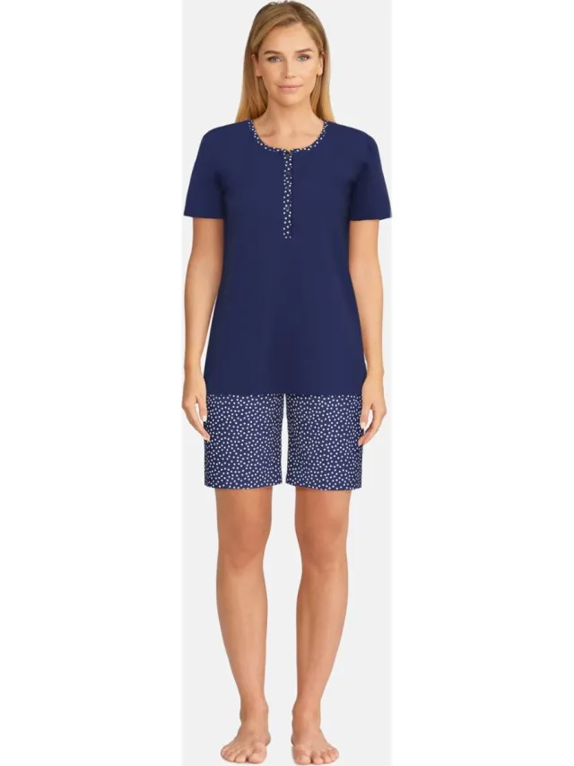 Götzburg Pyjama korte broek - 637 Blue - maat 48 (48) - Dames Volwassenen - 100% katoen- 250173-4009-637-48