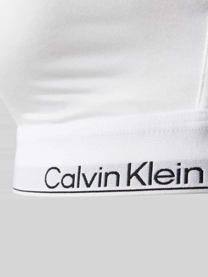 Calvin Klein Triangelbeha met logo in band en spaghettibandjes wit, foto 3