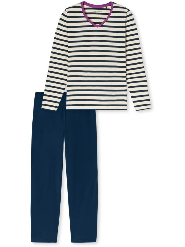 Schiesser dames Casual Essentials lange pyjama met streepjes van - seasalt dessin