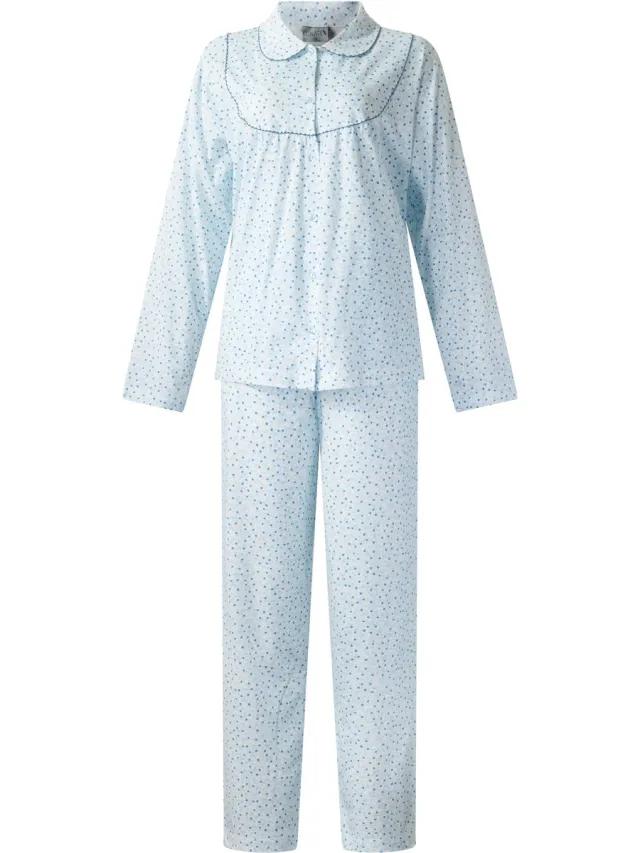 Lunatex klassieke dames pyjama 124277 - 100% katoen - blauw