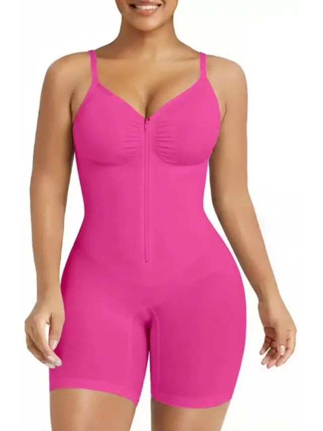 KZQ Naadloze corrigerende bodysuit voor dames – voor een plattere buik en een slankere taille - XXL - roze